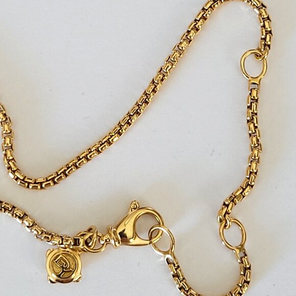 David Yurman Albion 18K Yellow Gold Pink Tourmaline Pendant & Box Chain Necklace - Picture 5 of 15